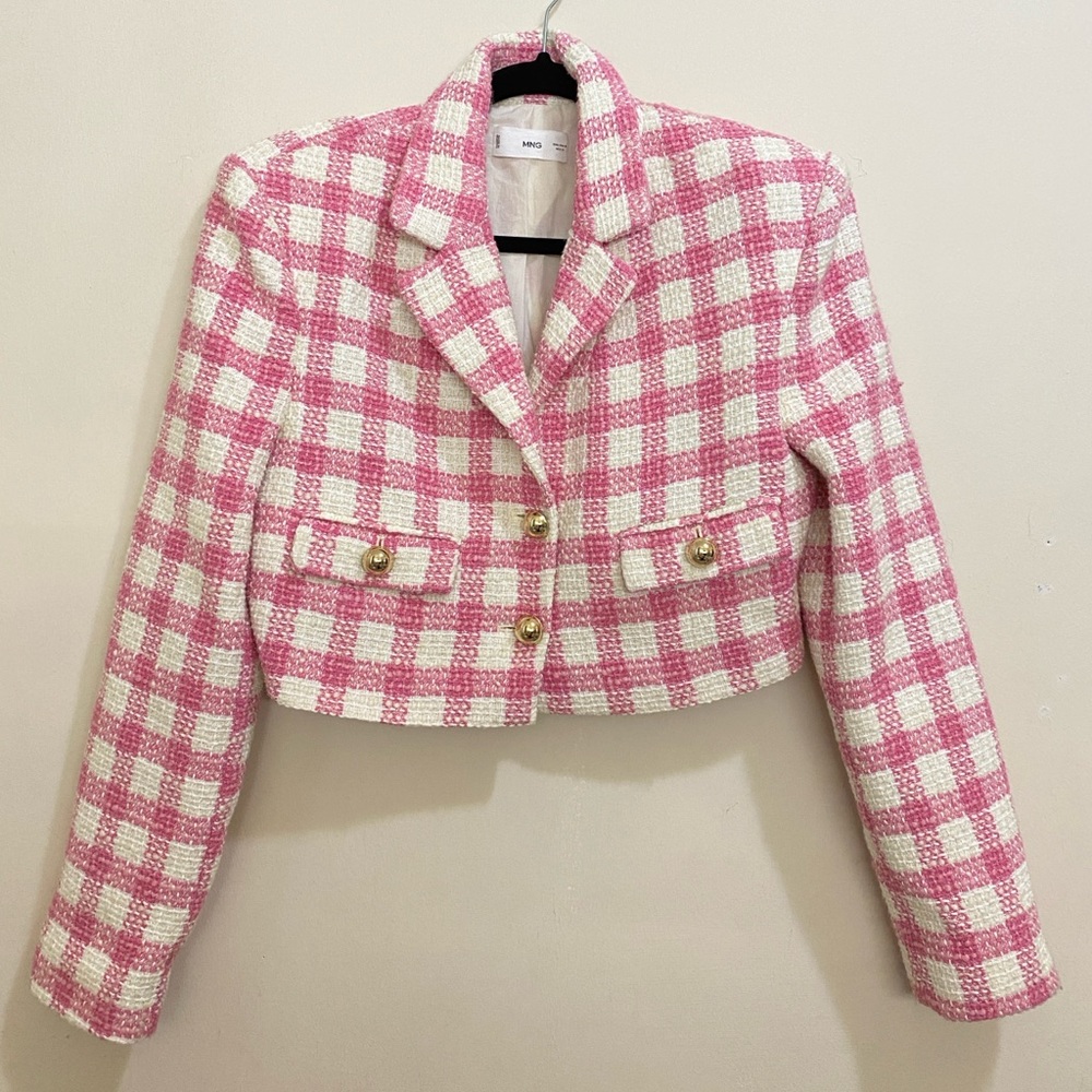 Mango Pink Tweed Crop Jacket 🩷